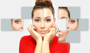 middle age woman with hands folded around her face
